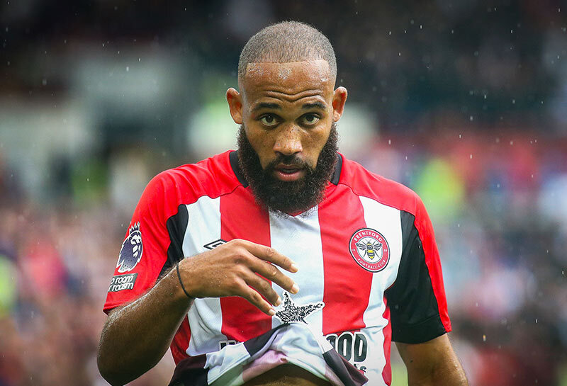 Brentford Football Club player Bryan Mbeumo playing against Crystal Place